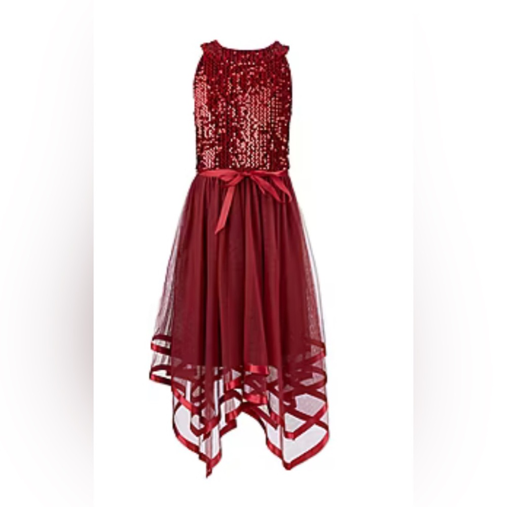 Speechless Girls Red Sequin High-Low Tulle Dress